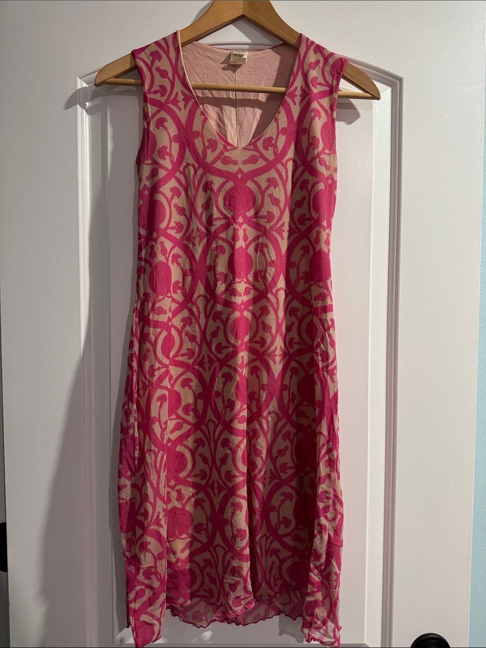 Sweet Pea Pink and Beige Sleeveless Midi Shift Dress Size Medium